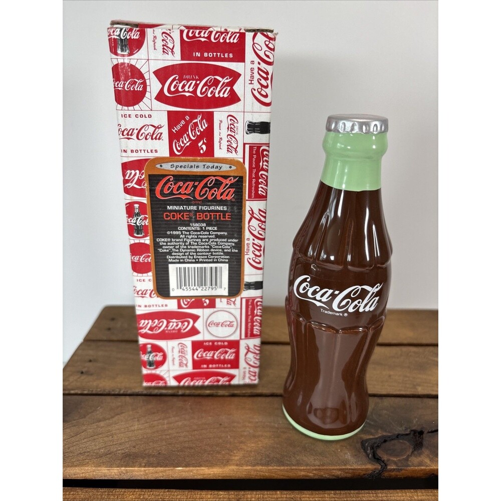 Enesco Coca-Cola Miniature Figurines Coke Bottle 1995 #158038 Ceramic NIB